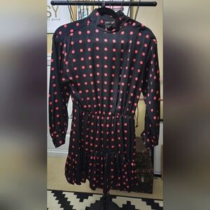 ZARA Black Pink Polka Dot Dress